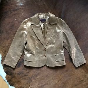 Margret Godfrey leather golden blazer